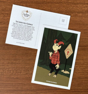 Cryptids of Maine Postcard: The Cherryfield Goatman