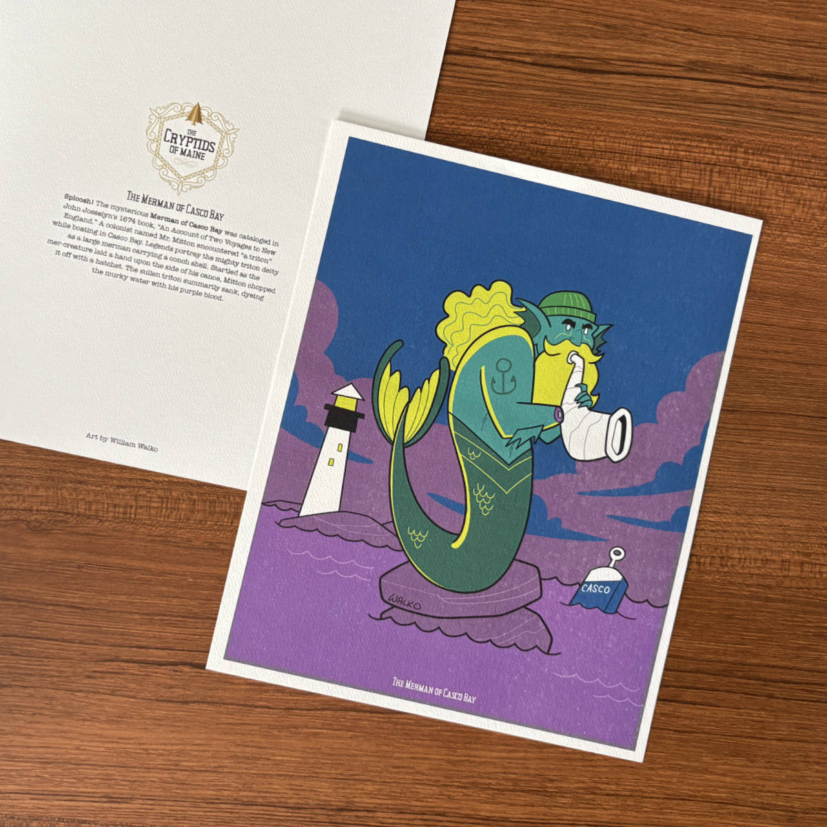 Cryptids of Maine 8x10 Print: The Merman of Casco Bay